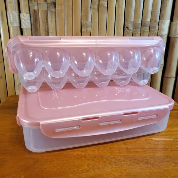 Lock & Lock 2 piece Egg Carton and Container Coral - Picture 1 of 5